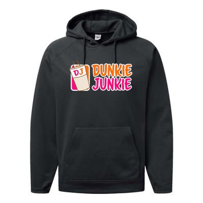 Donut And Coffee Lover Dunkie Junkie Performance Fleece Hoodie