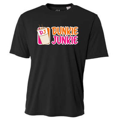 Donut And Coffee Lover Dunkie Junkie Cooling Performance Crew T-Shirt