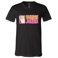 Donut And Coffee Lover Dunkie Junkie V-Neck T-Shirt