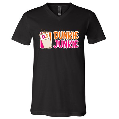 Donut And Coffee Lover Dunkie Junkie V-Neck T-Shirt