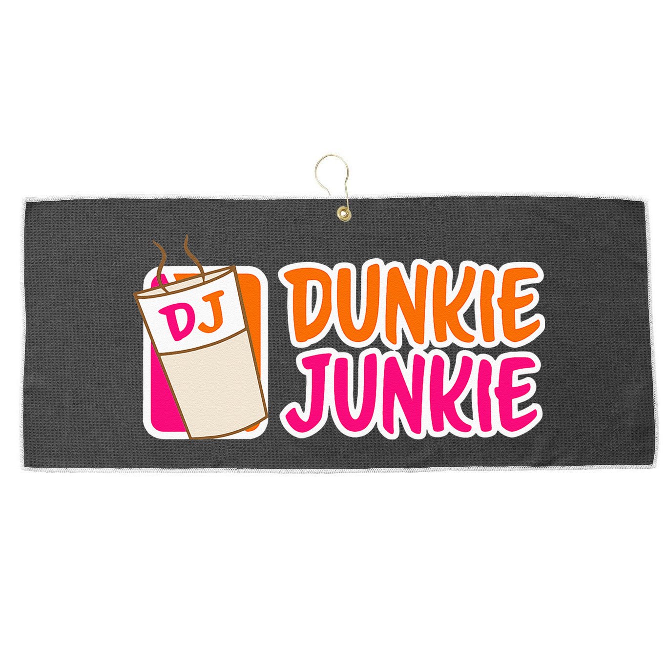 Donut And Coffee Lover Dunkie Junkie Large Microfiber Waffle Golf Towel