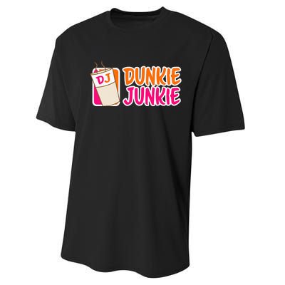 Donut And Coffee Lover Dunkie Junkie Performance Sprint T-Shirt