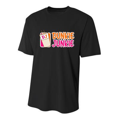 Donut And Coffee Lover Dunkie Junkie Youth Performance Sprint T-Shirt