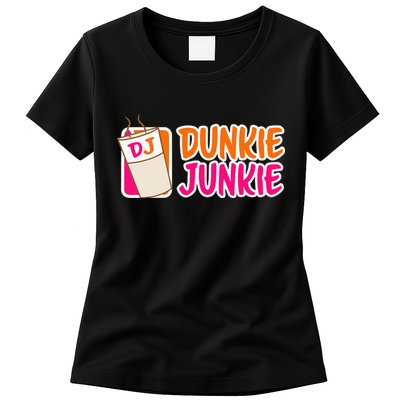 Donut And Coffee Lover Dunkie Junkie Womens T-Shirt