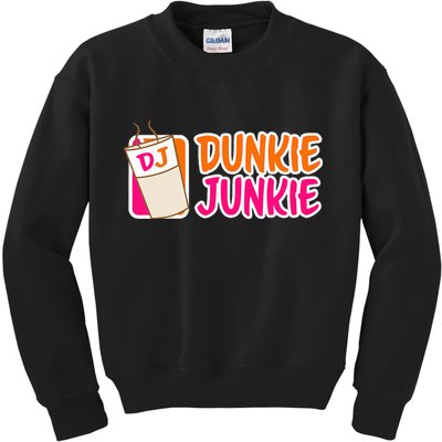 Donut And Coffee Lover Dunkie Junkie Kids Sweatshirt