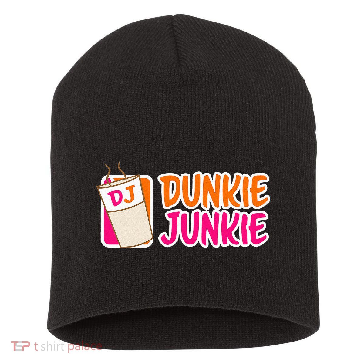 Donut And Coffee Lover Dunkie Junkie Short Acrylic Beanie