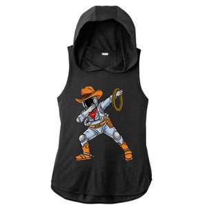 Dabbing Astronaut Cowboy Space Halloween Ladies PosiCharge Tri-Blend Wicking Draft Hoodie Tank