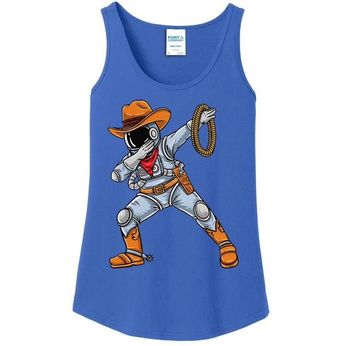 Dabbing Astronaut Cowboy Space Halloween Ladies Essential Tank