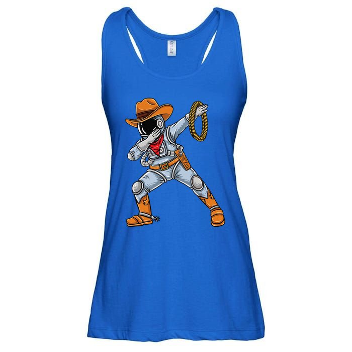 Dabbing Astronaut Cowboy Space Halloween Ladies Essential Flowy Tank