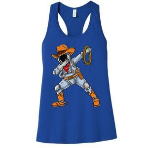 Dabbing Astronaut Cowboy Space Halloween Women's Racerback Tank