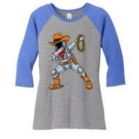 Dabbing Astronaut Cowboy Space Halloween Women's Tri-Blend 3/4-Sleeve Raglan Shirt