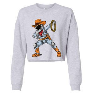 Dabbing Astronaut Cowboy Space Halloween Cropped Pullover Crew