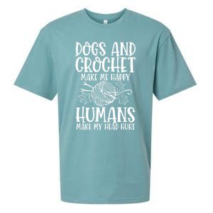 Dogs And Crochet Make Me Happy Hu Make My Head Hurt Gift Sueded Cloud Jersey T-Shirt