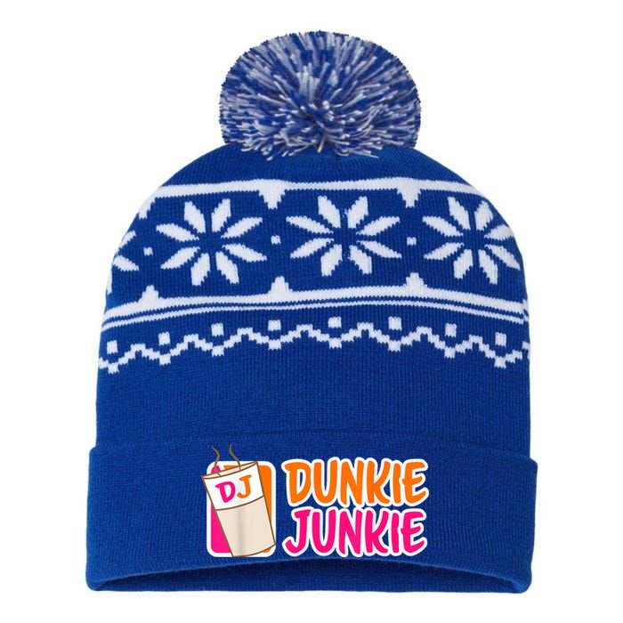 Donut And Coffee Lover Dunkie Junkie Short Sleeve Gift USA-Made Snowflake Beanie