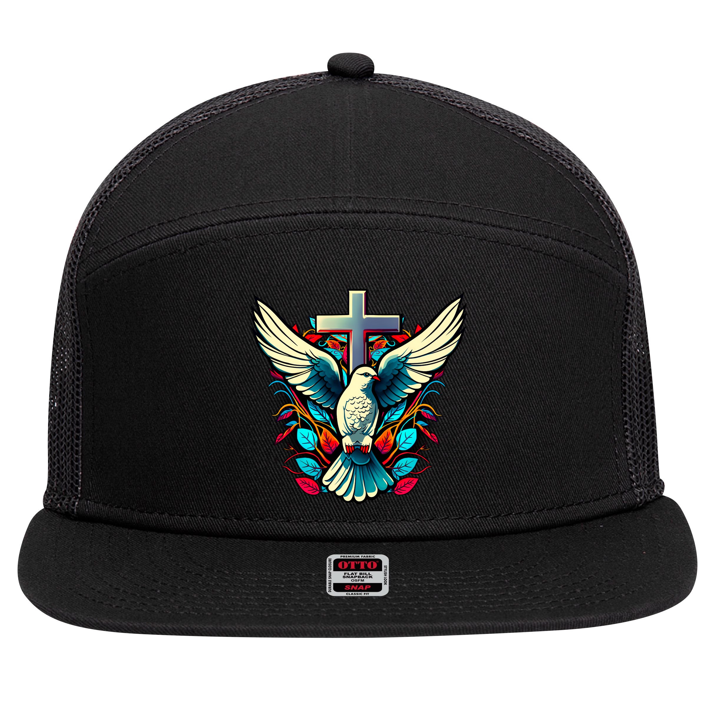 Dove And Cross 7 Panel Mesh Trucker Snapback Hat