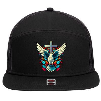 Dove And Cross 7 Panel Mesh Trucker Snapback Hat