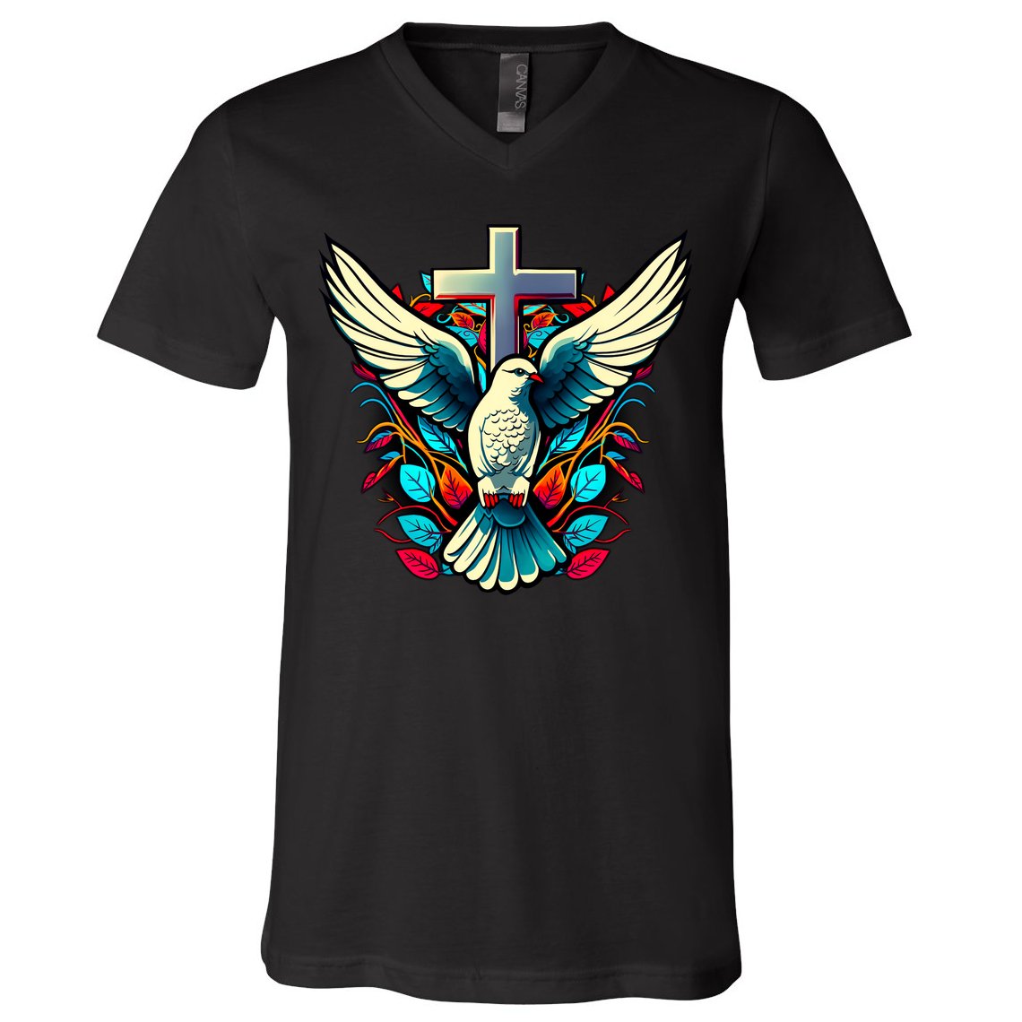 Dove And Cross V-Neck T-Shirt