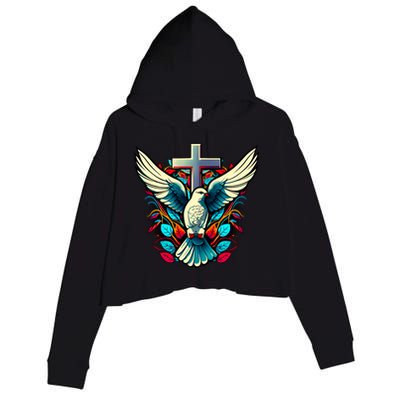 Dove And Cross Crop Fleece Hoodie