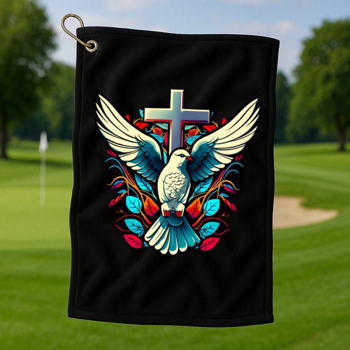 Dove And Cross Golf Towel