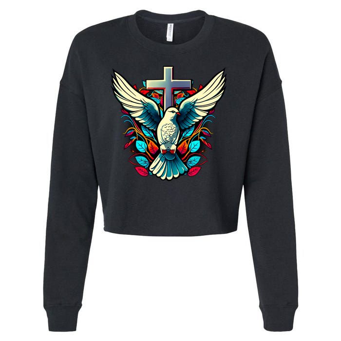 Dove And Cross Cropped Pullover Crew