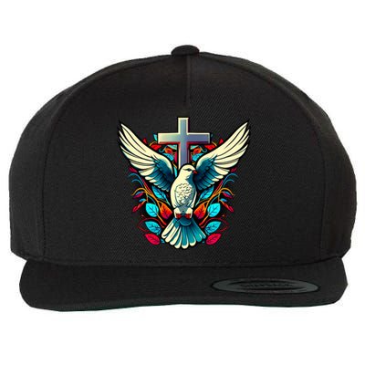 Dove And Cross Wool Snapback Cap