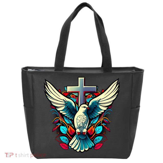 Dove And Cross Zip Tote Bag