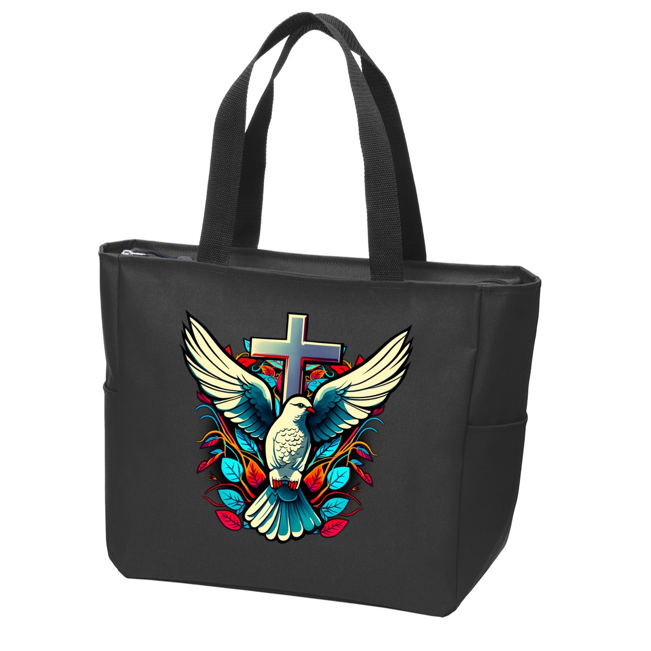 Dove And Cross Zip Tote Bag