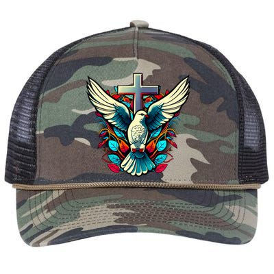 Dove And Cross Retro Rope Trucker Hat Cap