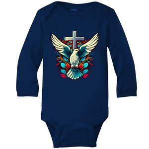 Dove And Cross Baby Long Sleeve Bodysuit