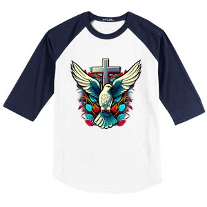 Dove And Cross Baseball Sleeve Shirt