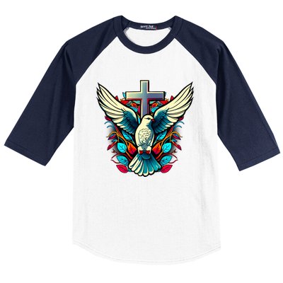 Dove And Cross Baseball Sleeve Shirt