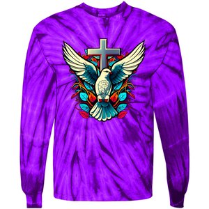 Dove And Cross Tie-Dye Long Sleeve Shirt