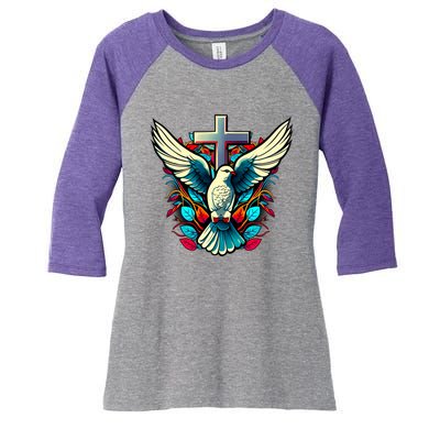 Dove And Cross Women's Tri-Blend 3/4-Sleeve Raglan Shirt