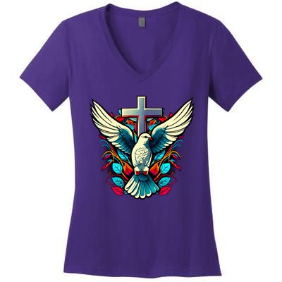 Dove And Cross Women's V-Neck T-Shirt