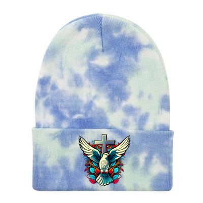 Dove And Cross Tie Dye 12in Knit Beanie