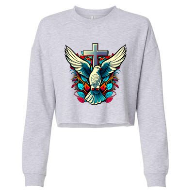 Dove And Cross Cropped Pullover Crew