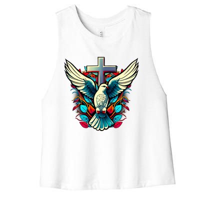 Dove And Cross Women's Racerback Cropped Tank