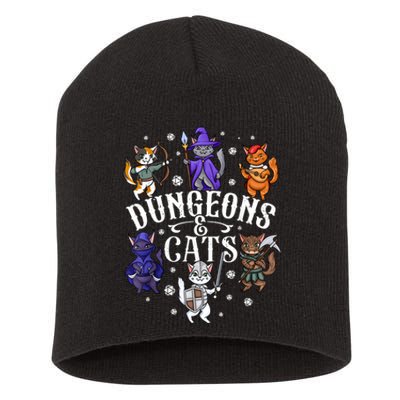 Dungeons And Cats Cat Gaming  Fantasy Gamer Short Acrylic Beanie