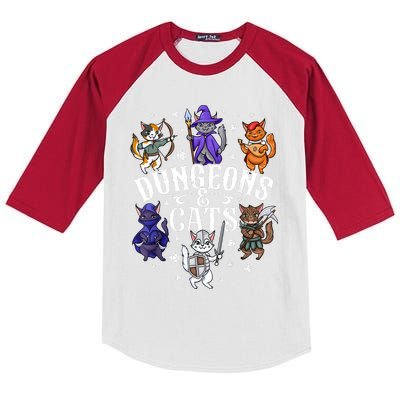 Dungeons And Cats Cat Gaming  Fantasy Gamer Kids Colorblock Raglan Jersey