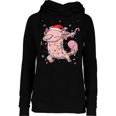 Dabbing Axolotl Christmas Lights Funny Xmas Gifts Boys Girls Womens Funnel Neck Pullover Hood