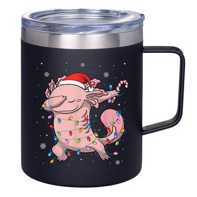 Dabbing Axolotl Christmas Lights Funny Xmas Gifts Boys Girls 12oz Stainless Steel Coffee Mug