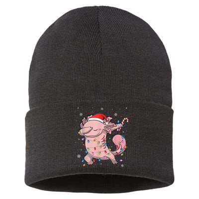 Dabbing Axolotl Christmas Lights Funny Xmas Gifts Boys Girls Sustainable Knit Beanie