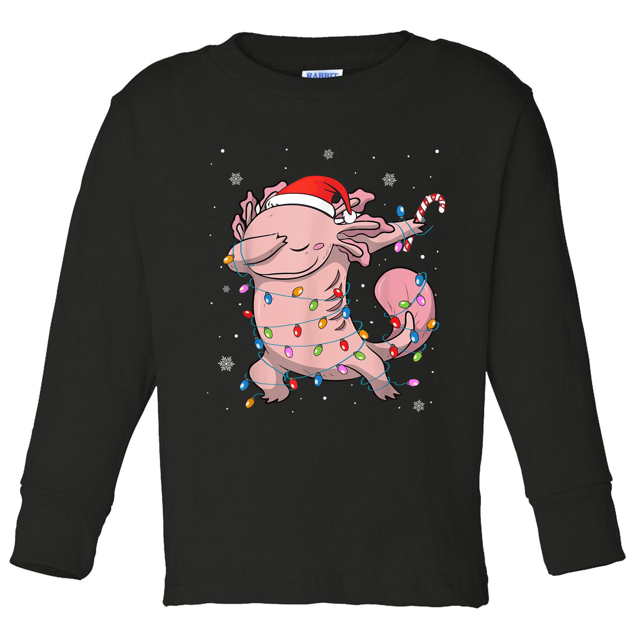 Dabbing Axolotl Christmas Lights Funny Xmas Gifts Boys Girls Toddler Long Sleeve Shirt