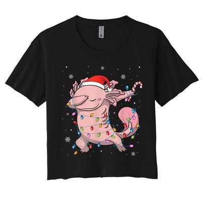 Dabbing Axolotl Christmas Lights Funny Xmas Gifts Boys Girls Crop Top