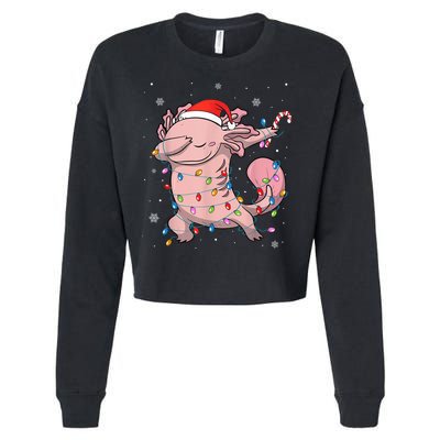 Dabbing Axolotl Christmas Lights Funny Xmas Gifts Boys Girls Cropped Pullover Crew