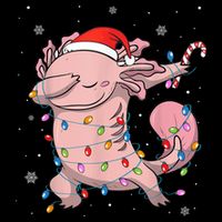 Dabbing Axolotl Christmas Lights Funny Xmas Gifts Boys Girls Women's V-Neck T-Shirt