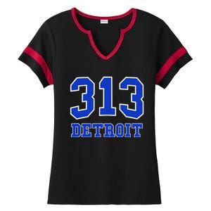 Detroit Area Code 313 Hometown Pride Classic Ladies Halftime Notch Neck Tee