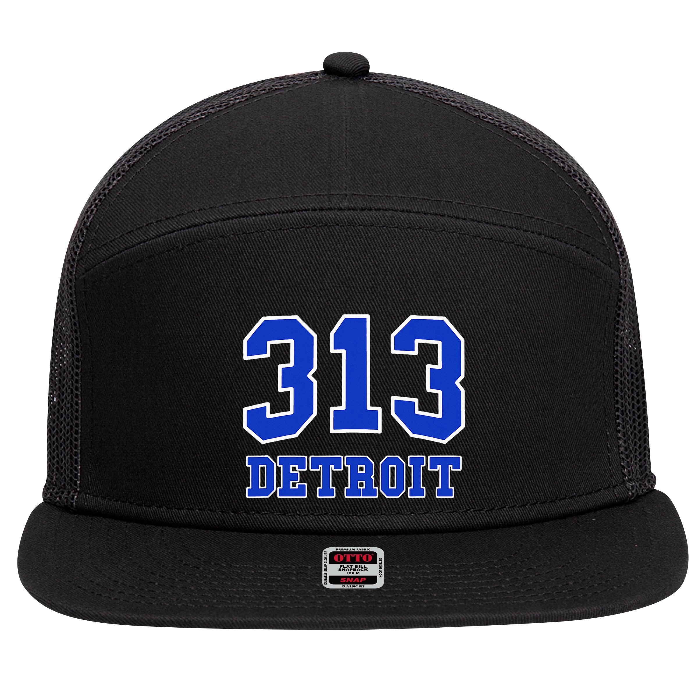 Detroit Area Code 313 Hometown Pride Classic 7 Panel Mesh Trucker Snapback Hat