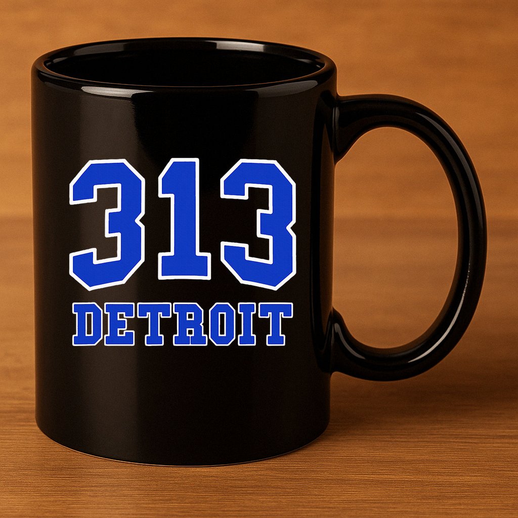 Detroit Area Code 313 Hometown Pride Classic 11oz C Handle Ceramic Mug
