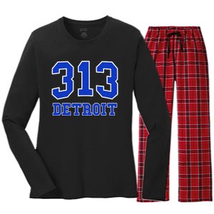 Detroit Area Code 313 Hometown Pride Classic Women's Long Sleeve Flannel Pajama Set 